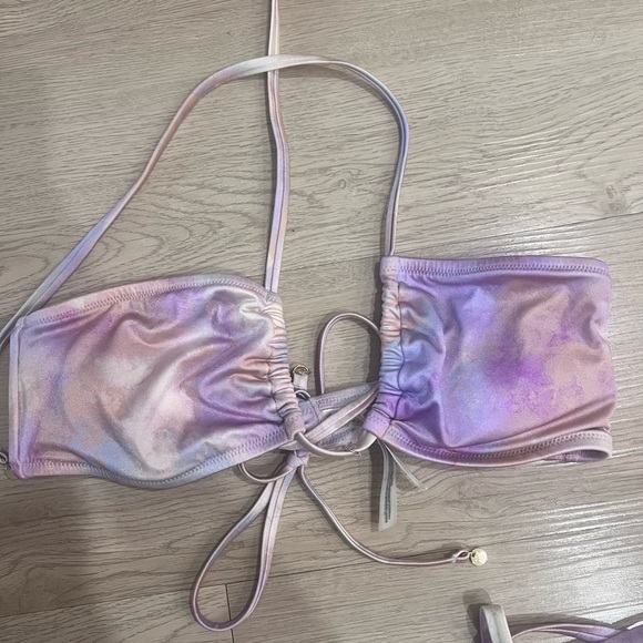 VICTORIA SECRET Purple Tie Dye Multiway Halter Bikini Top Adjustable Bikini Set - Picture 8 of 13